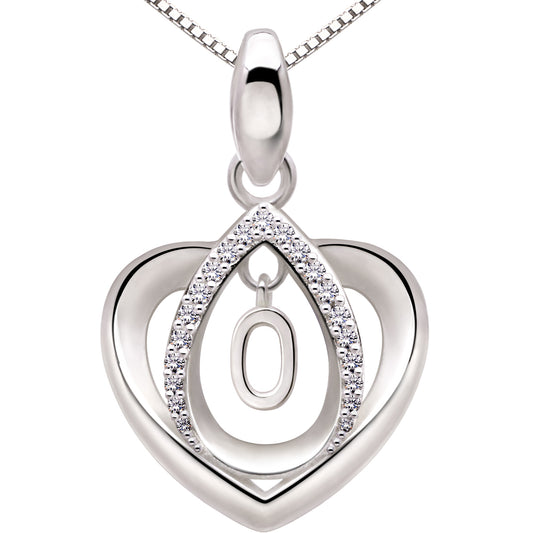 ALOV Jewelry Halskette mit Anhänger aus Sterlingsilber, Glückszahl, Jahrestagszahl, Liebesherz, kubischer Zirkonia