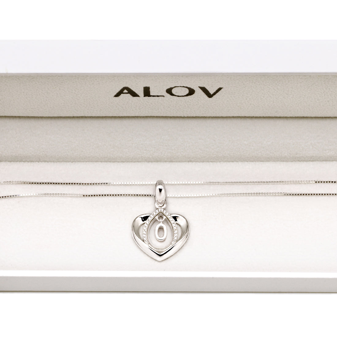 ALOV Jewelry Sterling Silver Lucky Number Anniversary Numeral Love Heart Cubic Zirconia Pendant Necklace
