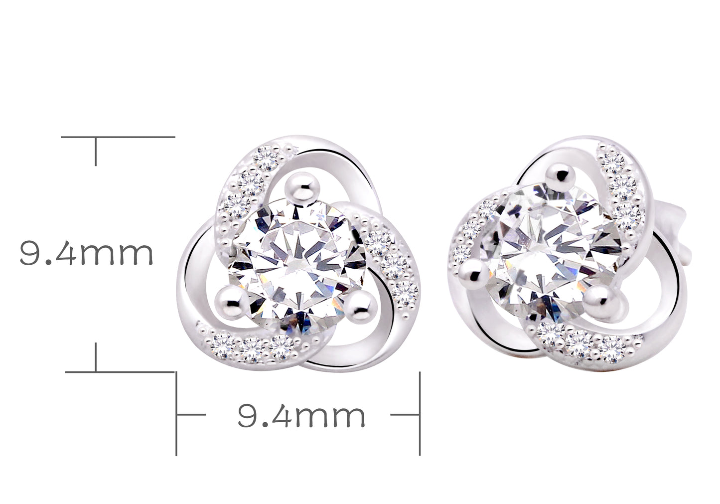 ALOV Jewelry Sterling Silver Cubic Zirconia Stud Earrings