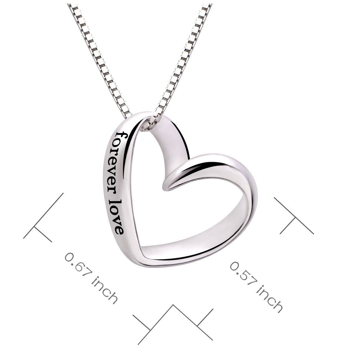 ALOV Jewelry Sterling Silver forever love Heart Pendant Necklace
