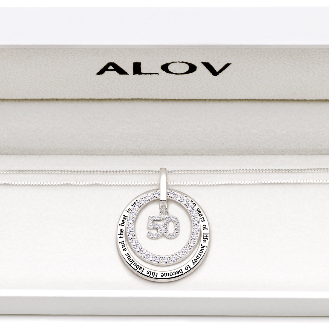 ALOV Jewelry Sterling Silver 50th Birthday It Took 50 Years of Life Journey to Become This Fabulous and the Best is Yet to Come Cubic Zirconia Pendant Necklace