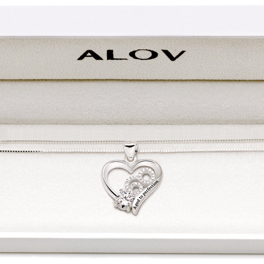 ALOV Jewelry Sterling Silver 60th Birthday Aged to Perfection Cubic Zirconia Pendant Necklace