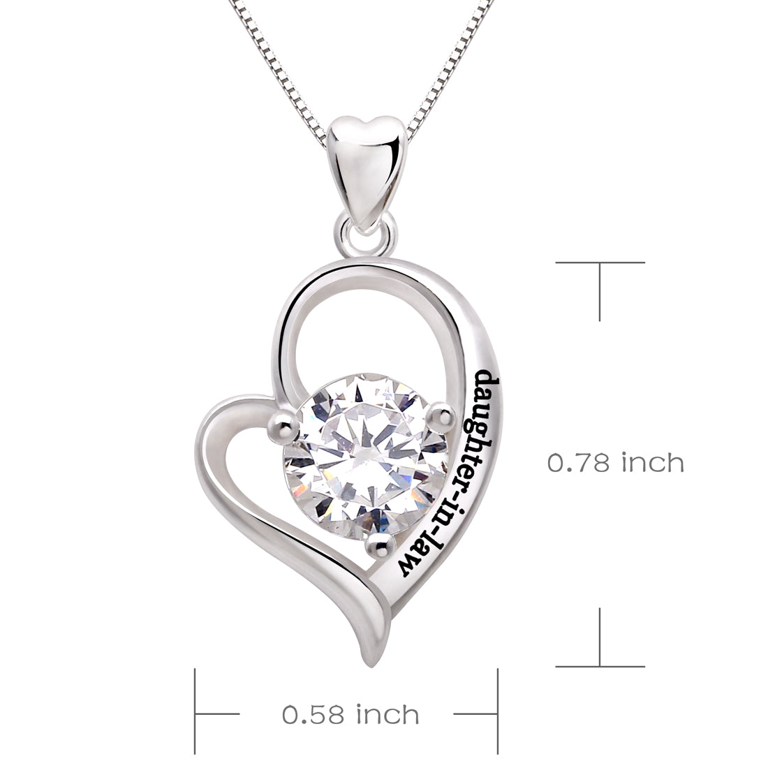 ALOV Jewelry Halskette mit Anhänger „Schwiegertochter“ aus Sterlingsilber mit Liebesherz und kubischem Zirkonia