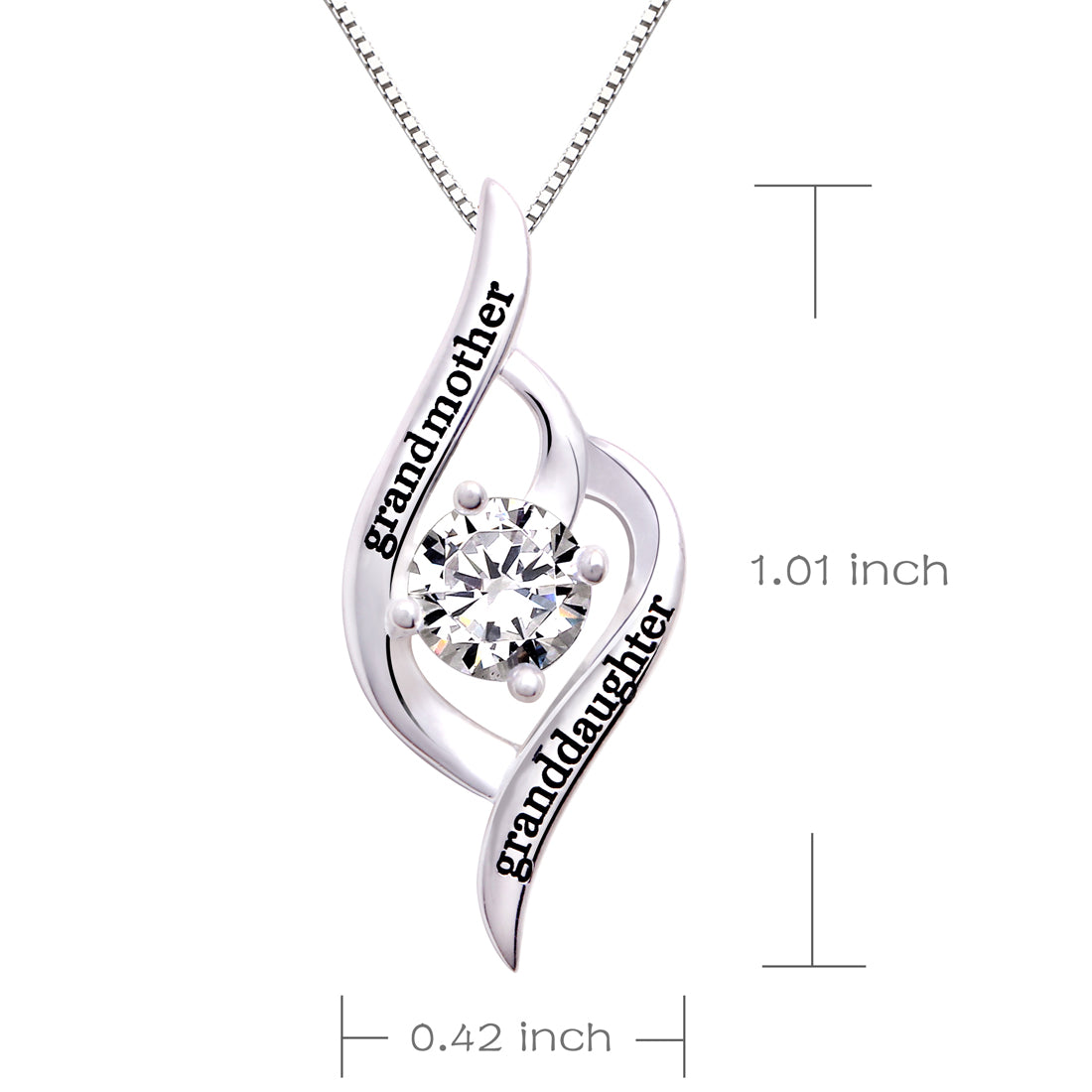 ALOV Jewelry Halskette mit Anhänger „Großmutter und Enkelin“ aus Sterlingsilber mit kubischem Zirkonia