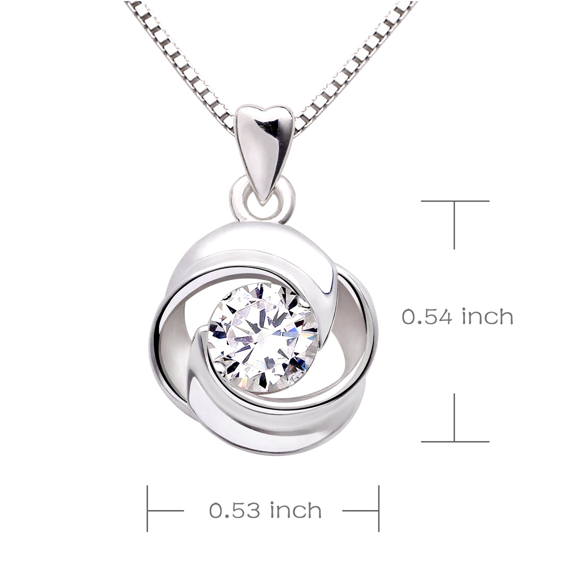 ALOV Jewelry Sterling Silver Flower Cubic Zirconia Pendant Necklace
