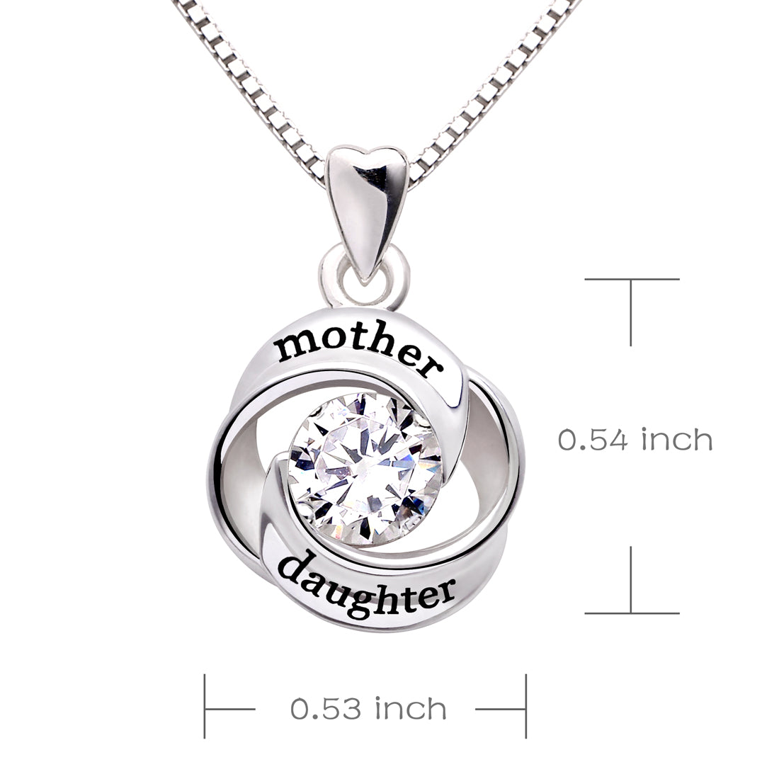 ALOV Jewelry Sterling Silver mother and daughter Love Cubic Zirconia Pendant Necklace