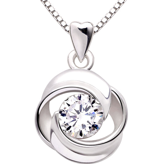 ALOV Jewelry Halskette mit Blumen- und Zirkonia-Anhänger aus Sterlingsilber