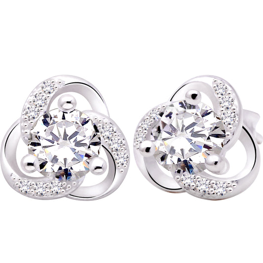 ALOV Jewelry Sterling Silver Cubic Zirconia Stud Earrings