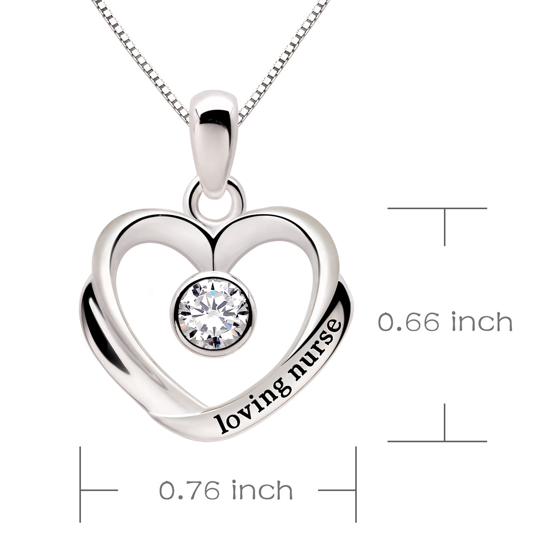 ALOV Jewelry Sterling Silver Nurse Cap Loving Nurse Cubic Zirconia Pendant Necklace