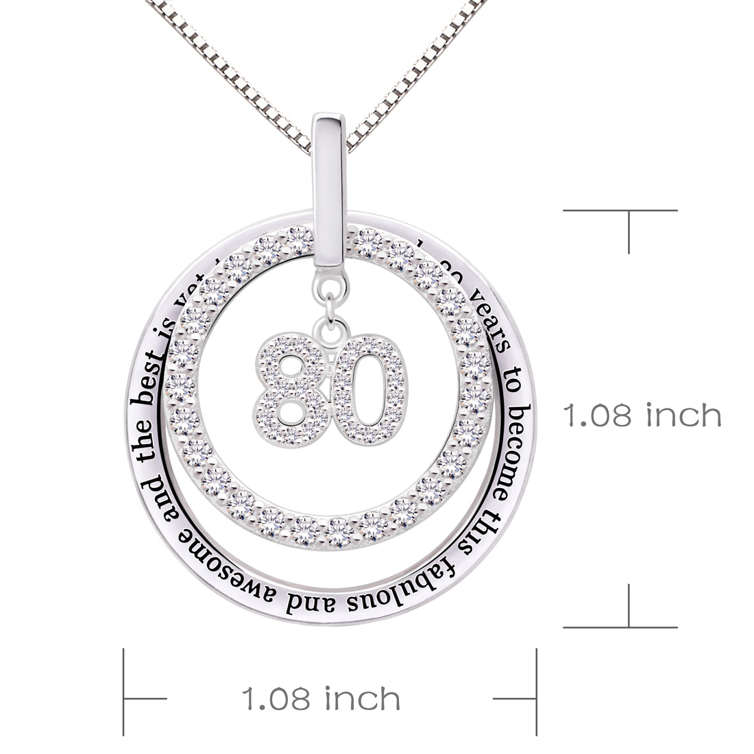 ALOV Jewelry Sterling Silver 80th Birthday It Took 80 Years to Become This Fabulous and Awesome and the Best is Yet to Come Cubic Zirconia Pendant Necklace