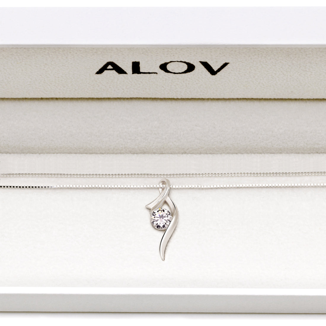 ALOV 珠宝纯银“Forever Love”方晶锆石吊坠项链