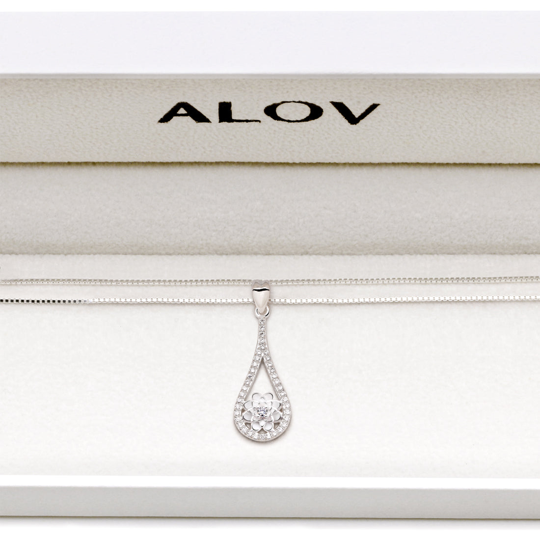 ALOV Jewelry Sterling Silver Cubic Zirconia Pendant Necklace