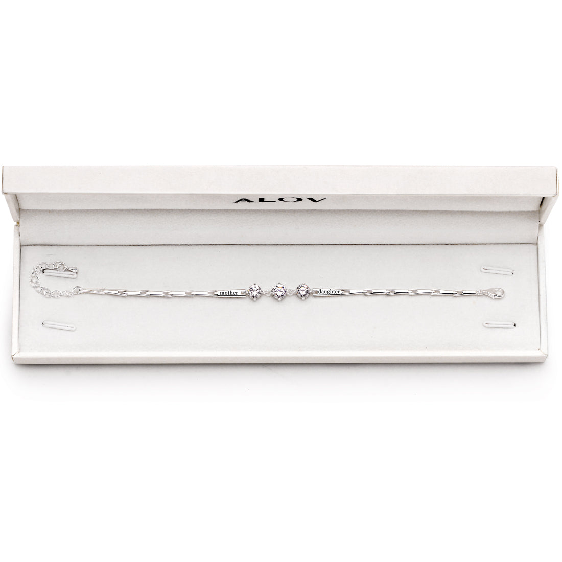 ALOV Jewelry Sterlingsilber-Armband „Mutter Tochter“ mit kubischem Zirkonia