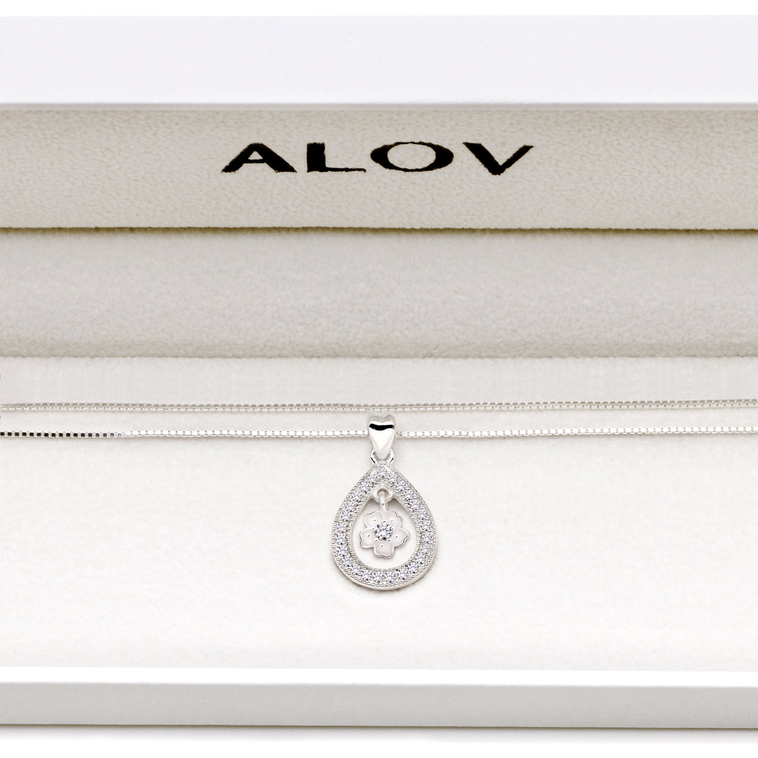ALOV Jewelry Sterling Silver Endless Love Cubic Zirconia Pendant Necklace