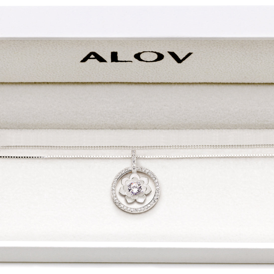 ALOV Jewelry Sterling Silber Pure Love Zirkonia Anhänger Halskette