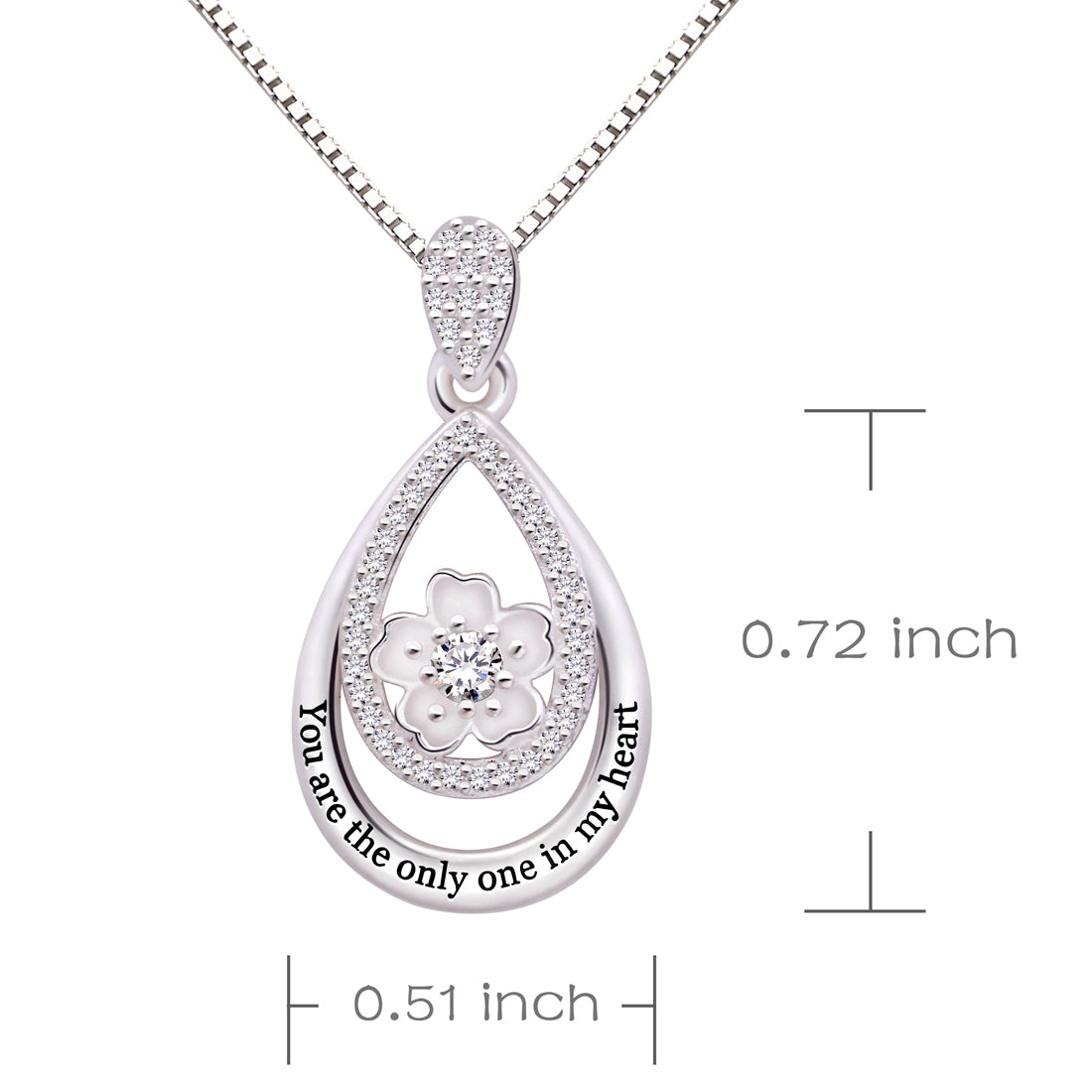 ALOV Jewelry Sterling Silver "You are the only one in my heart" Cubic Zirconia Pendant Necklace
