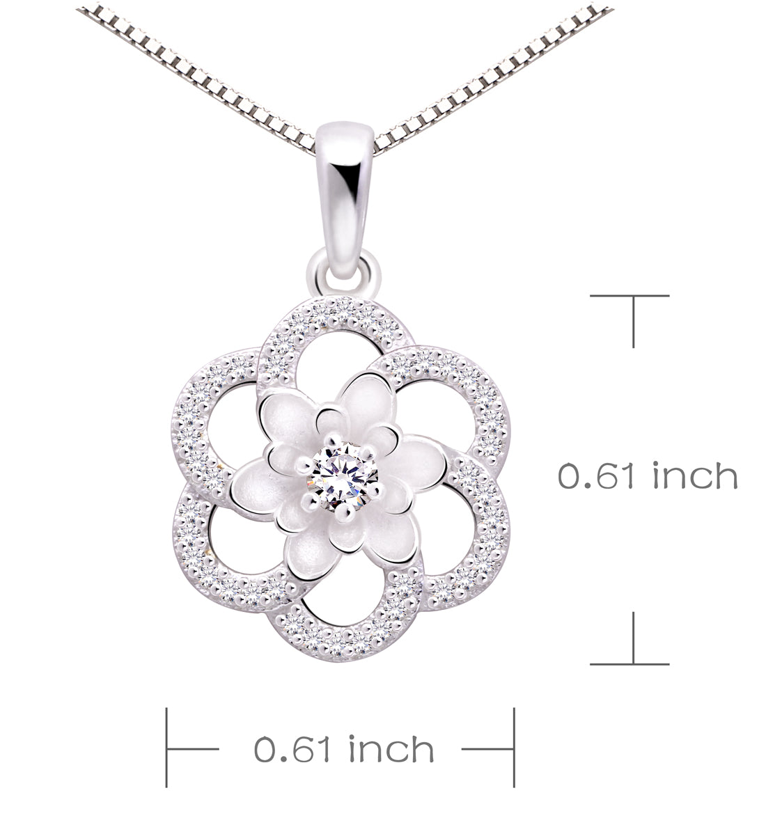 ALOV Jewelry Halskette mit Anhänger aus Sterlingsilber, Liebe, Frieden, Glück, Zirkonia