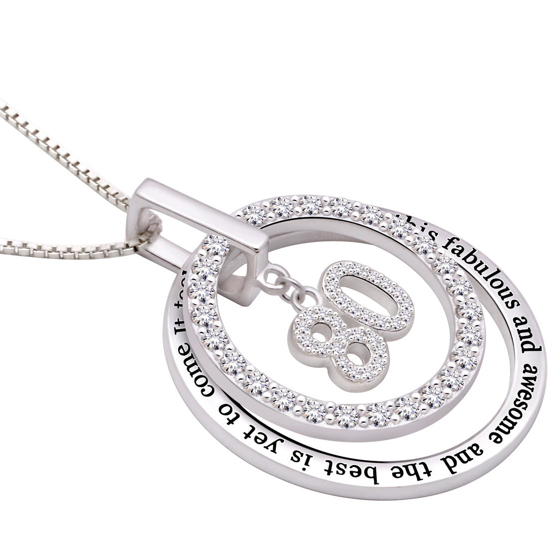 ALOV Jewelry Sterling Silver 80th Birthday It Took 80 Years to Become This Fabulous and Awesome and the Best is Yet to Come Cubic Zirconia Pendant Necklace