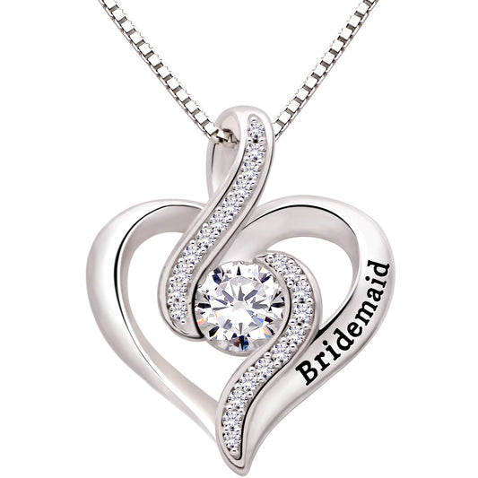 ALOV Jewelry Halskette mit Anhänger „Bridemaid“ aus Sterlingsilber mit Zirkonia