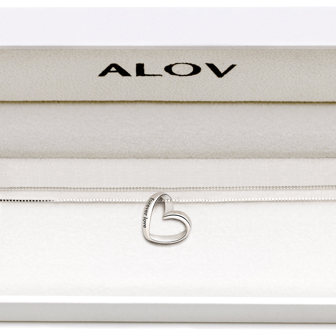 ALOV Jewelry Sterlingsilber-Herzanhänger-Halskette „Forever Love“.