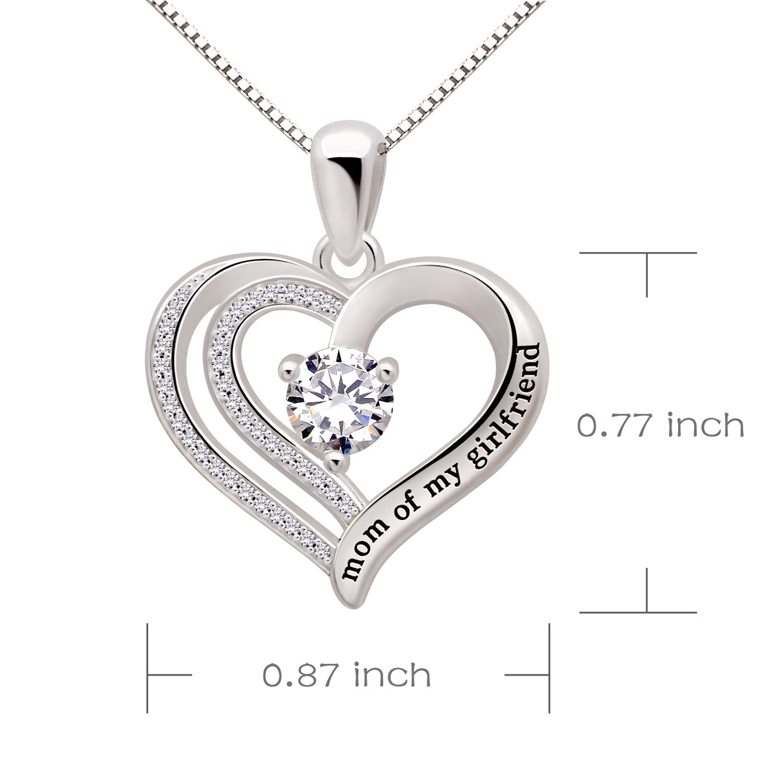 ALOV Jewelry Halskette mit Anhänger „Mom of My Girlfriend Love Heart“ aus Sterlingsilber mit Zirkonia