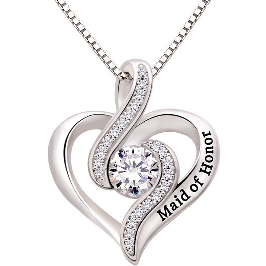 ALOV Jewelry Halskette mit Anhänger „Maid of Honor“ aus Sterlingsilber mit Zirkonia