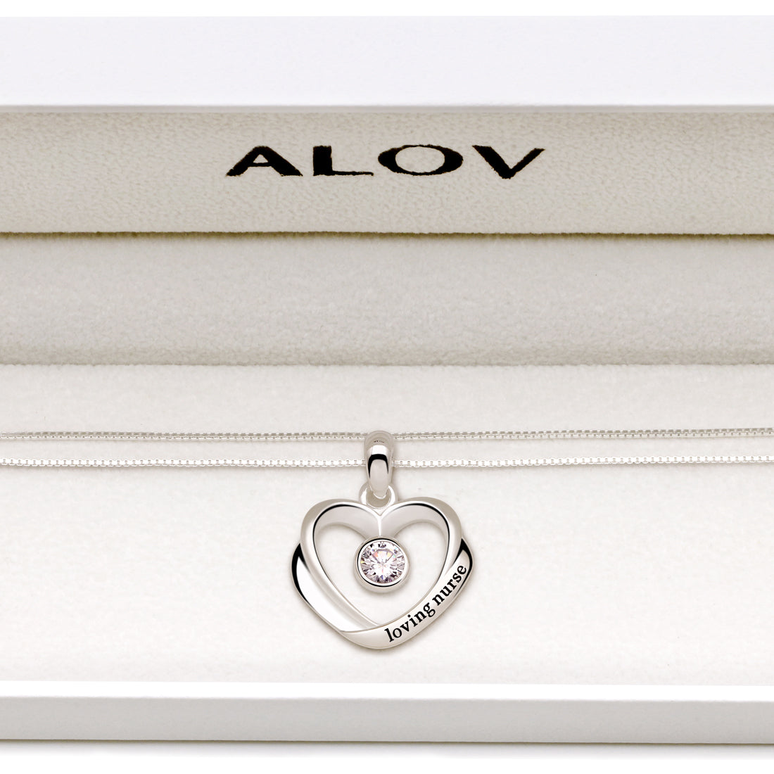ALOV Jewelry Sterling Silver Nurse Cap Loving Nurse Cubic Zirconia Pendant Necklace