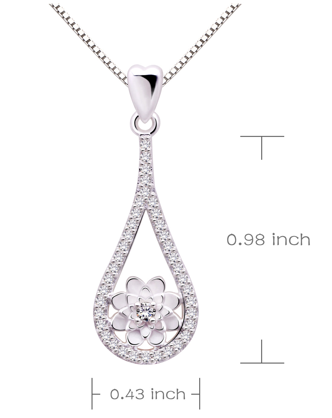ALOV Jewelry Sterling Silver Cubic Zirconia Pendant Necklace