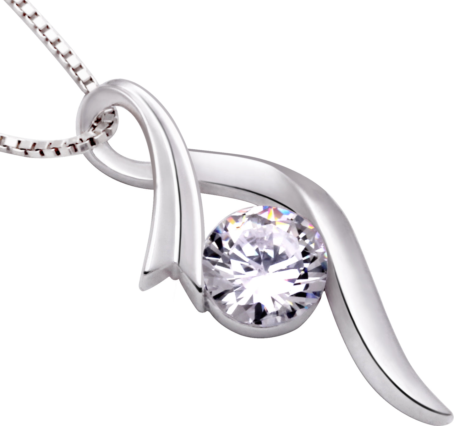 ALOV 珠宝纯银“Forever Love”方晶锆石吊坠项链