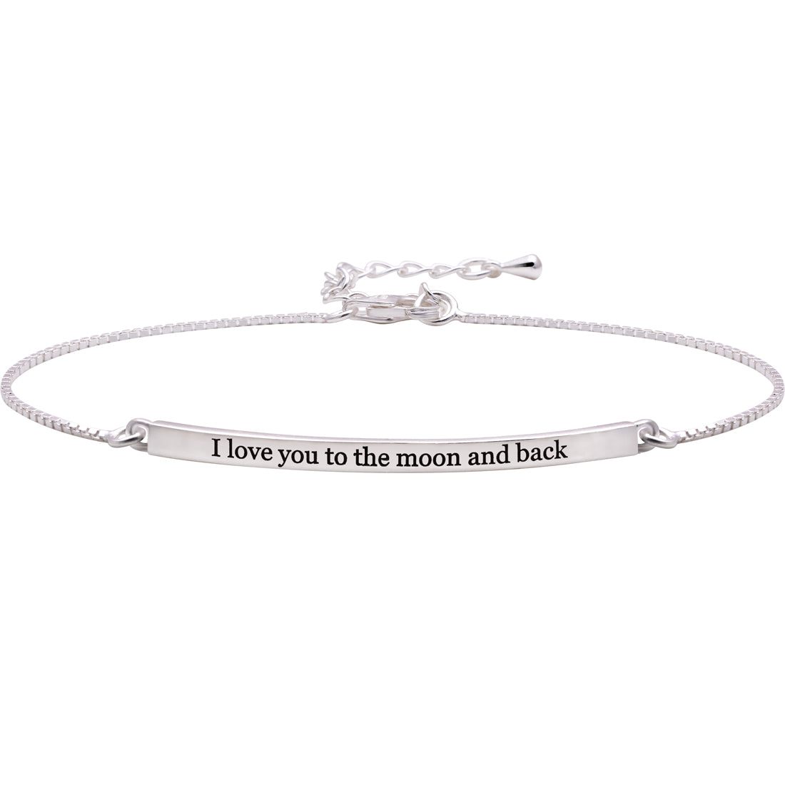 ALOV Jewelry Kettenarmband aus Sterlingsilber mit der Aufschrift „I love you to the Moon and back“.