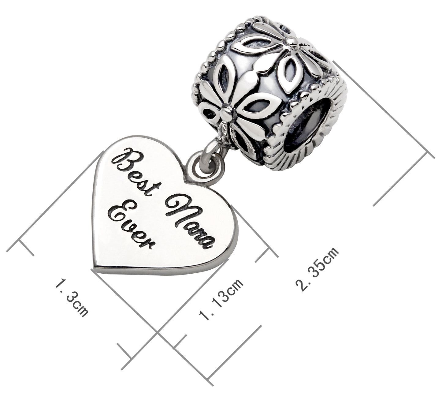 ALOV Sterling Silver "Best Nana Ever" Charm Bead