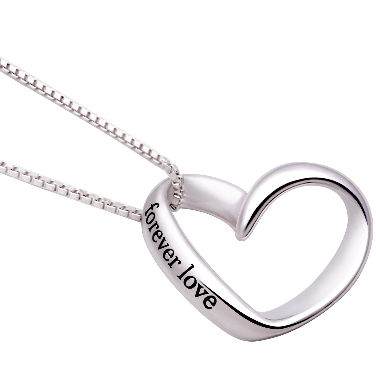 ALOV Jewelry Sterling Silver forever love Heart Pendant Necklace