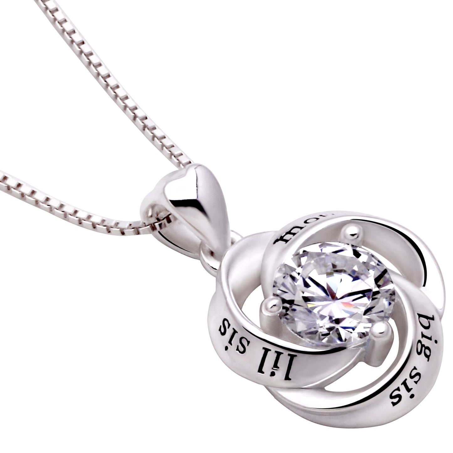 ALOV Jewelry Halskette mit Anhänger „Mutter, große Schwester, kleine Schwester“ aus Sterlingsilber mit kubischem Zirkonia