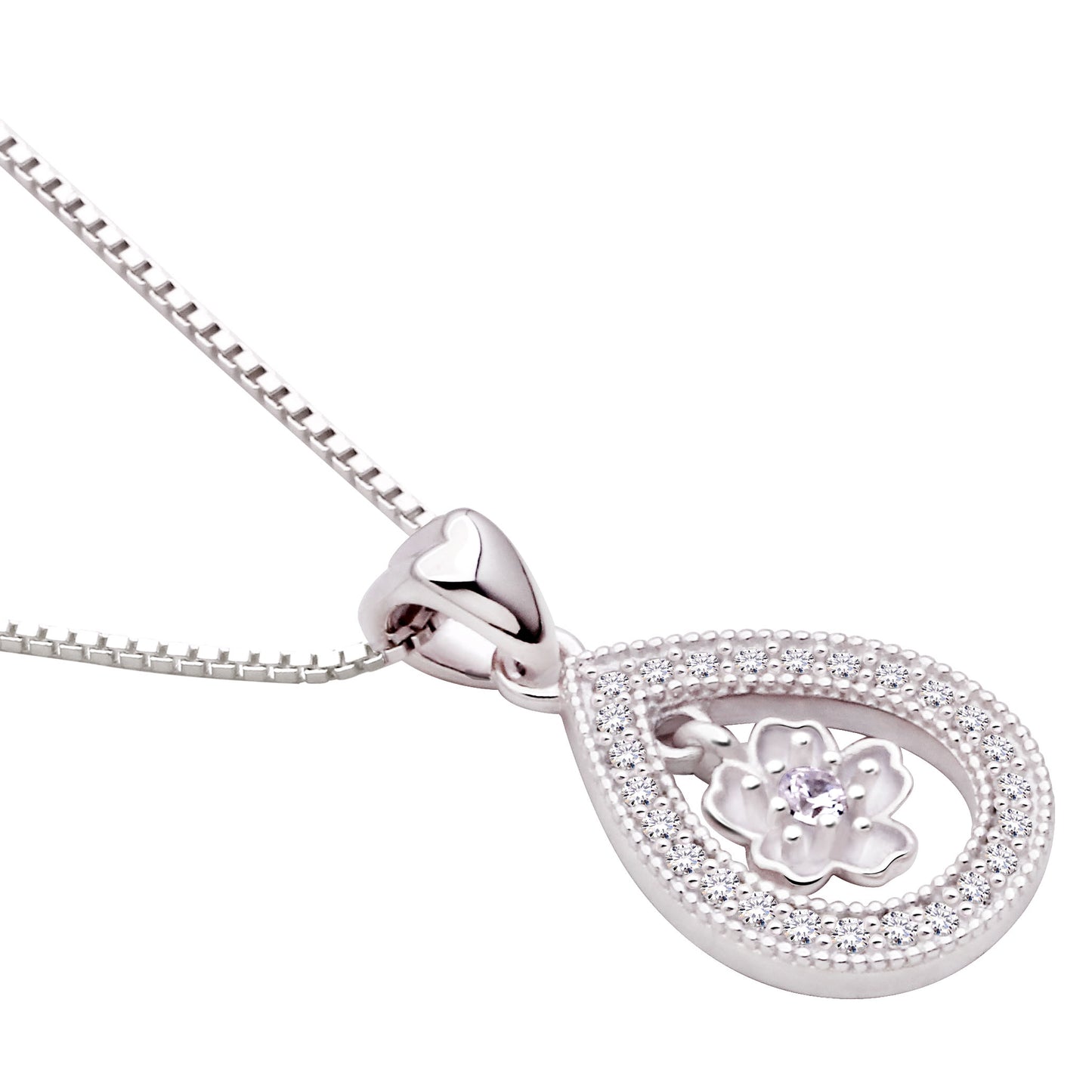 ALOV Jewelry Sterling Silver Endless Love Cubic Zirconia Pendant Necklace