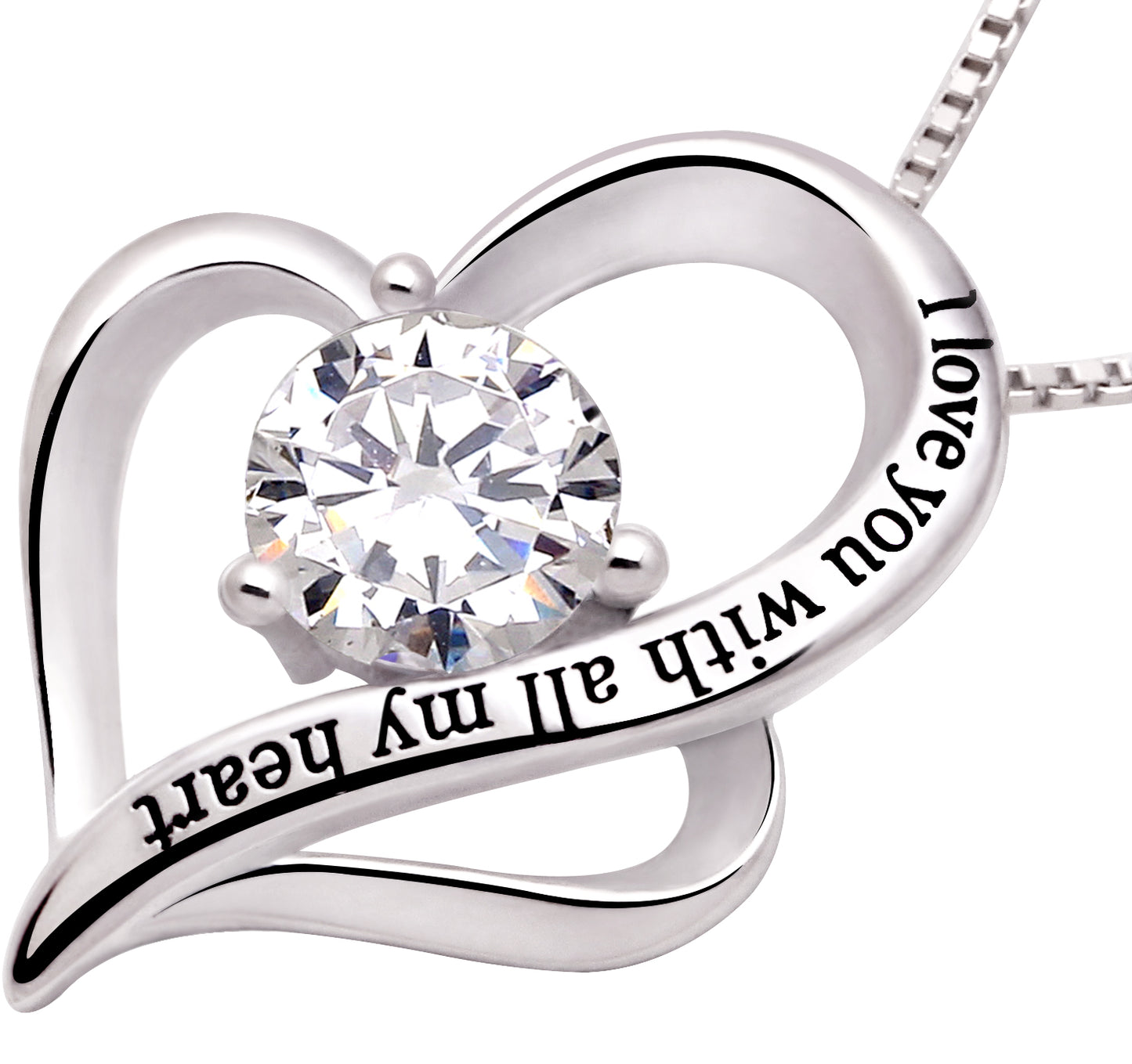 ALOV Jewelry Halskette aus Sterlingsilber mit der Aufschrift „Ich liebe dich von ganzem Herzen“.