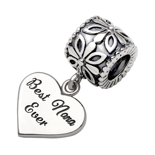 ALOV Charm-Perle „Best Nana Ever“ aus Sterlingsilber