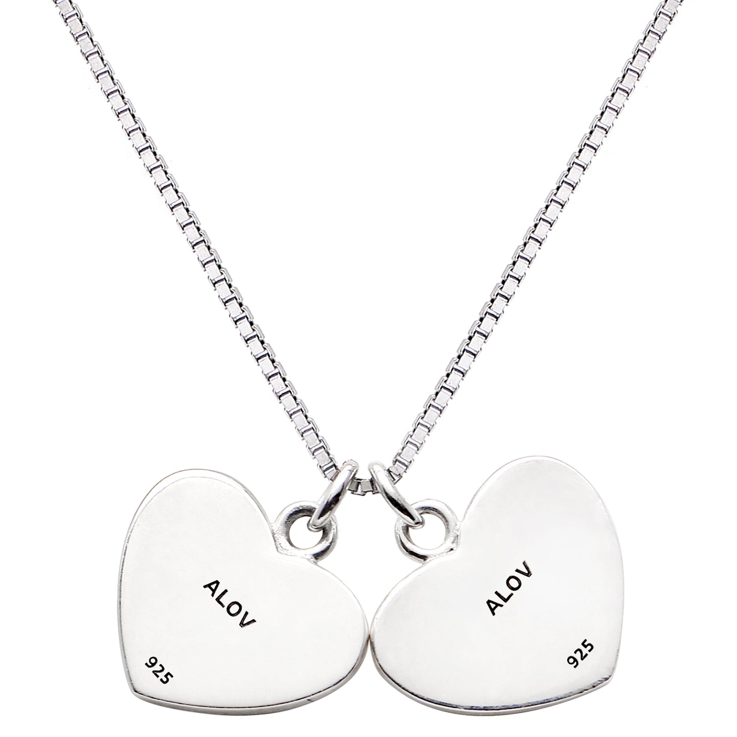 Alov Sterling Silver I just want to tell you... I love you Double Hearts Necklace, 45cm