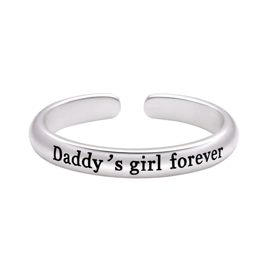 ALOV Jewelry Sterling Silver Daddy's girl forever Adjustable Finger Ring