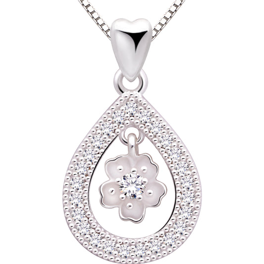 ALOV Jewelry Sterling Silver Endless Love Cubic Zirconia Pendant Necklace