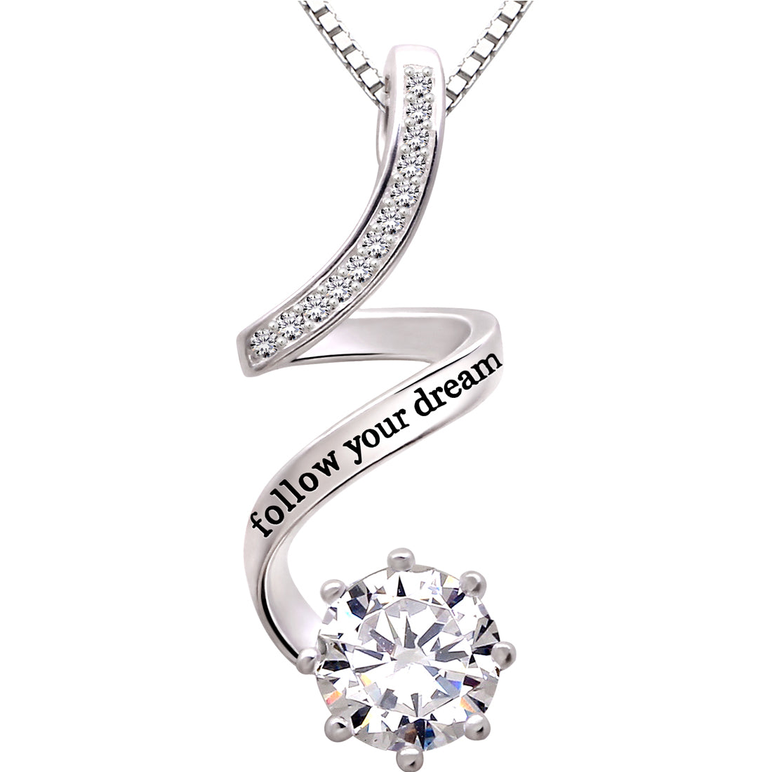 ALOV Jewelry Halskette mit Anhänger aus Sterlingsilber „Folge deinem Traum“ mit kubischem Zirkon