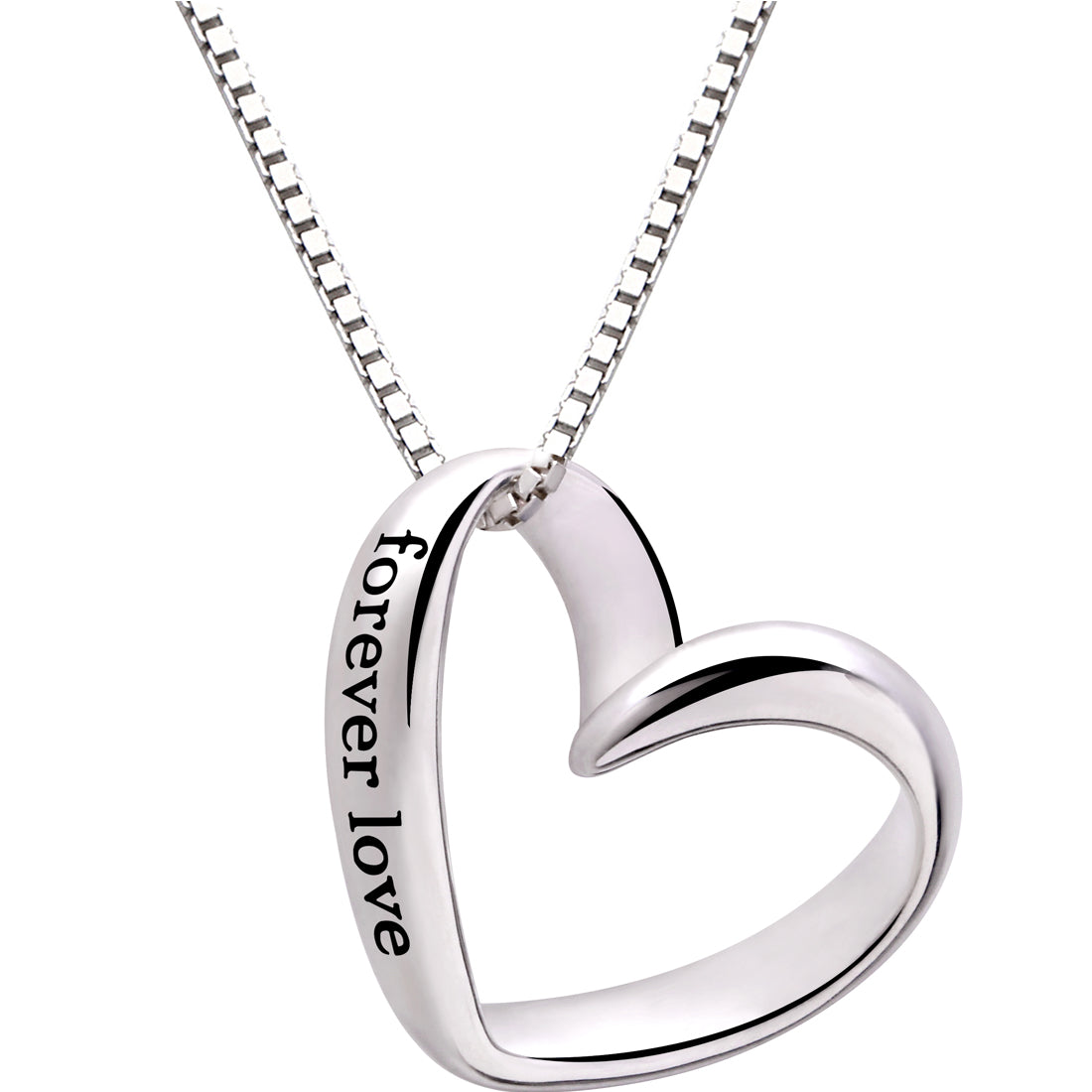 ALOV Jewelry Sterlingsilber-Herzanhänger-Halskette „Forever Love“.