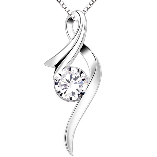ALOV Jewelry Sterling Silver "Forever Love" Cubic Zirconia Pendant Necklace