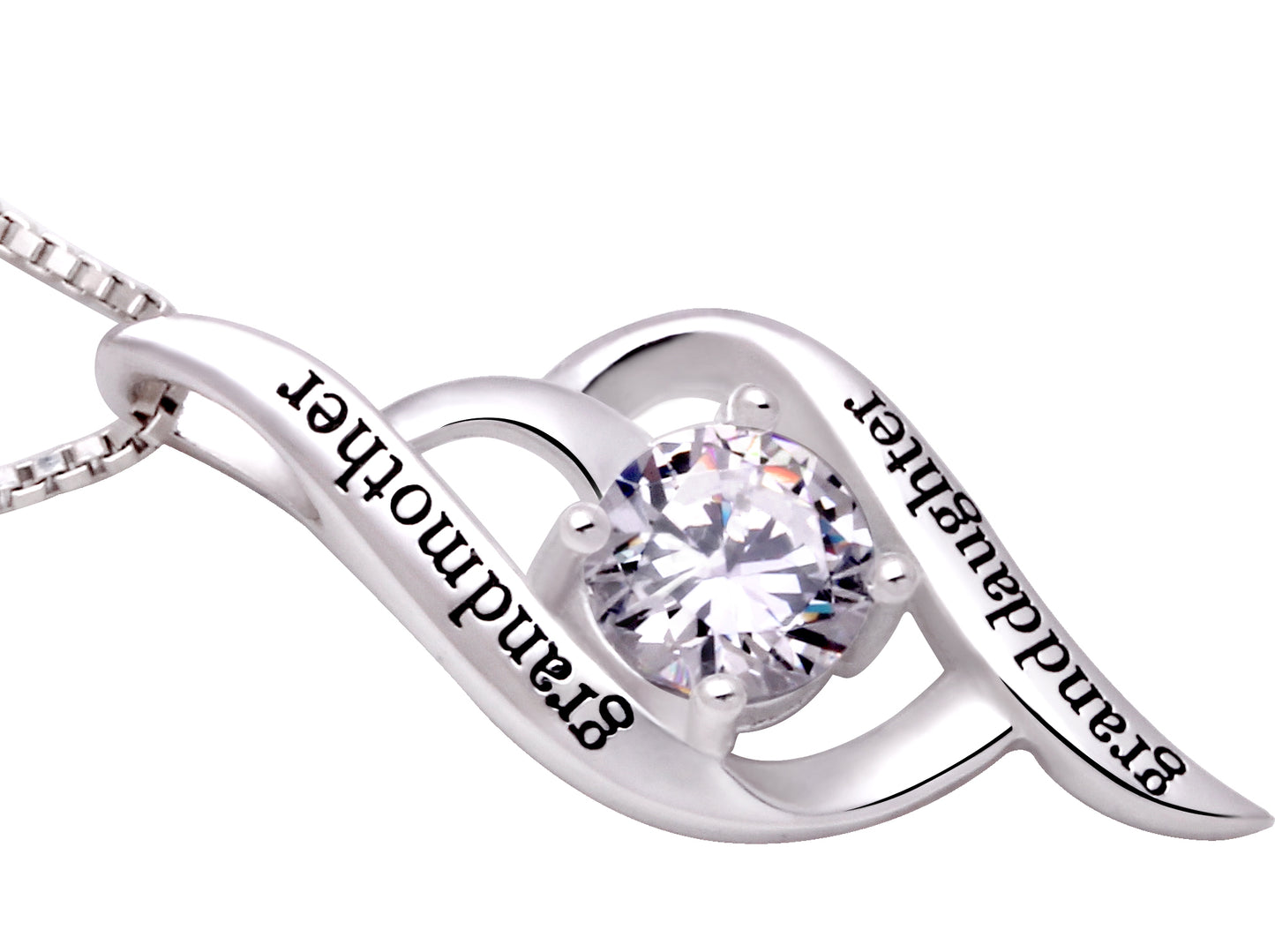ALOV Jewelry Halskette mit Anhänger „Großmutter und Enkelin“ aus Sterlingsilber mit kubischem Zirkonia