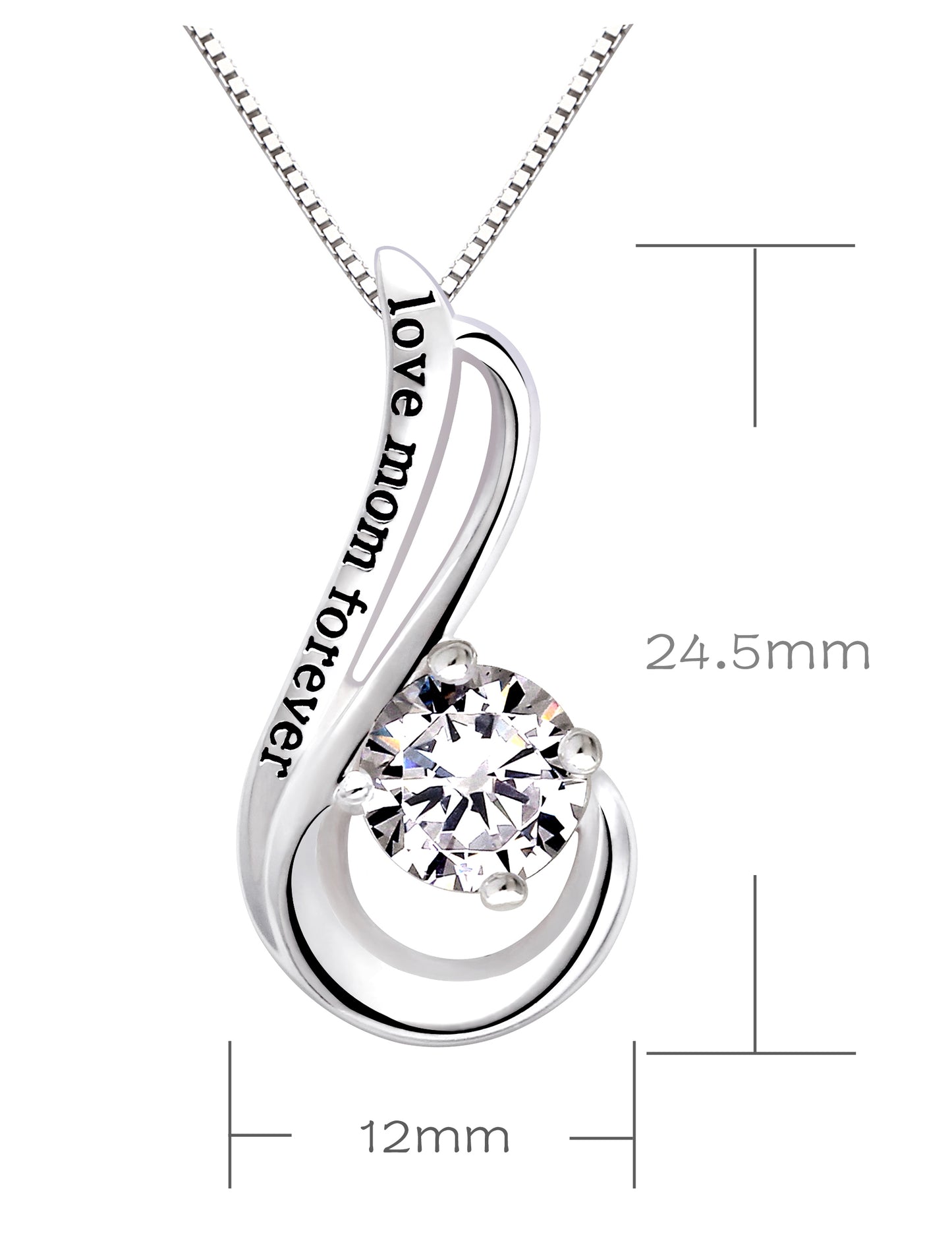 ALOV Jewelry Sterling Silver Angel Wing "love mom forever" Pendant Necklace