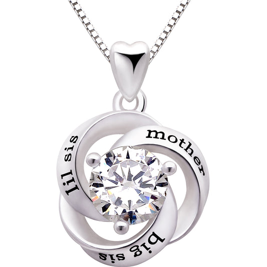 ALOV Jewelry Halskette mit Anhänger „Mutter, große Schwester, kleine Schwester“ aus Sterlingsilber mit kubischem Zirkonia