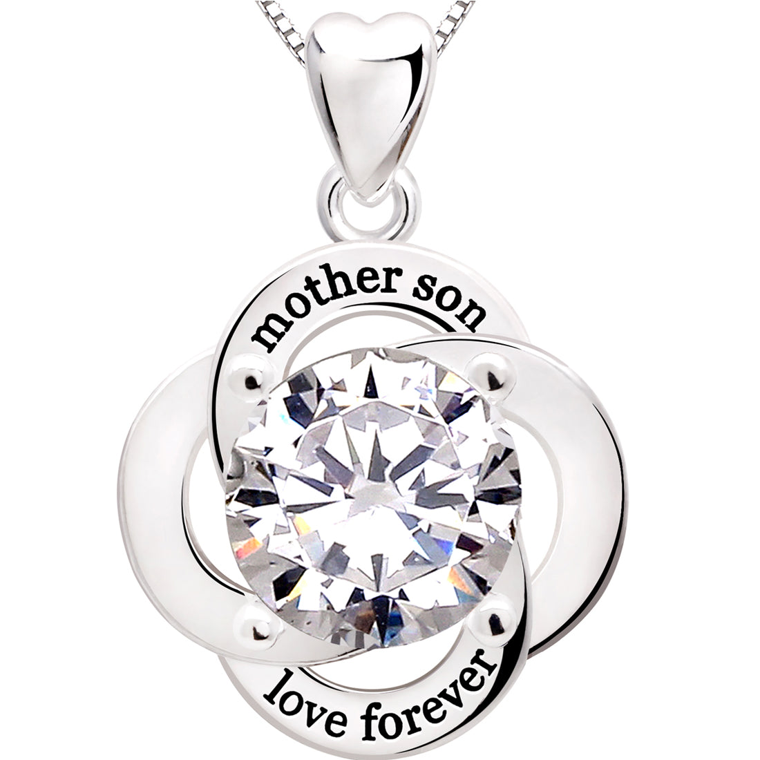ALOV Jewelry Sterling Silver mother son love forever Cubic Zirconia Pe