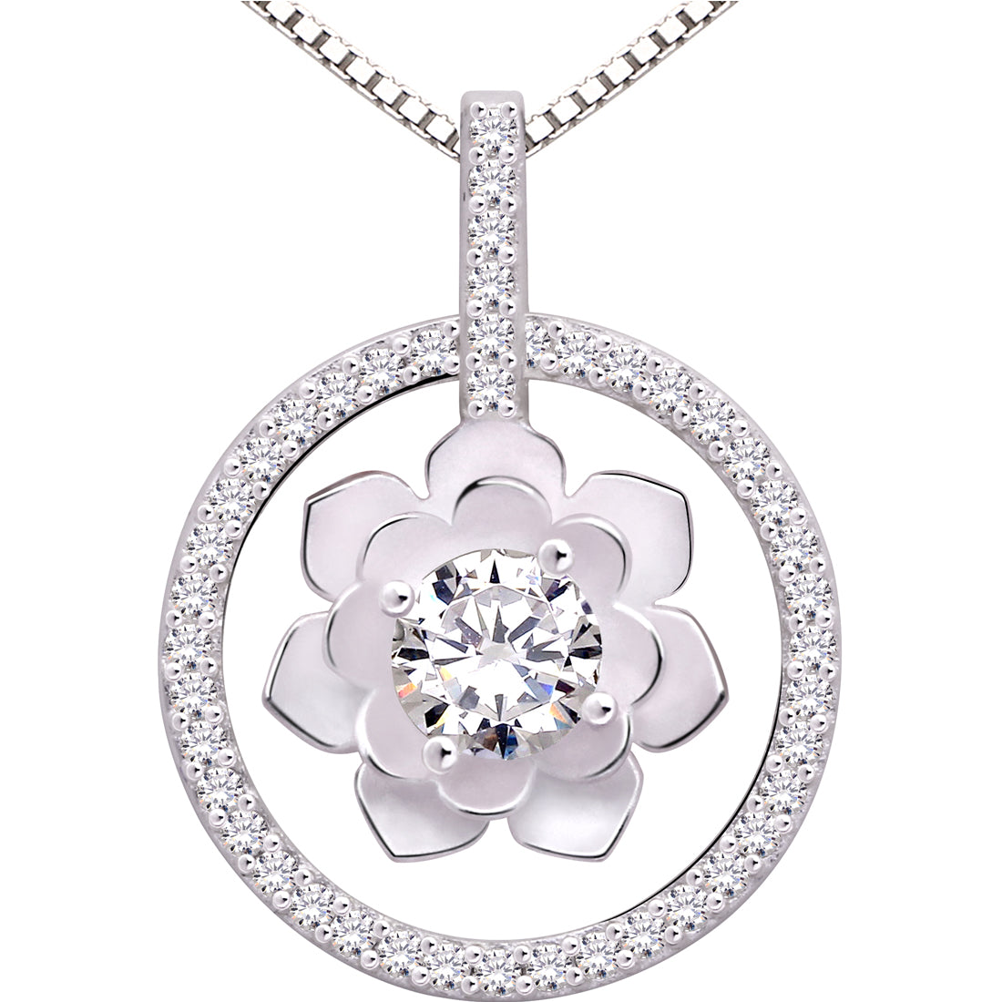 ALOV Jewelry Sterling Silber Pure Love Zirkonia Anhänger Halskette
