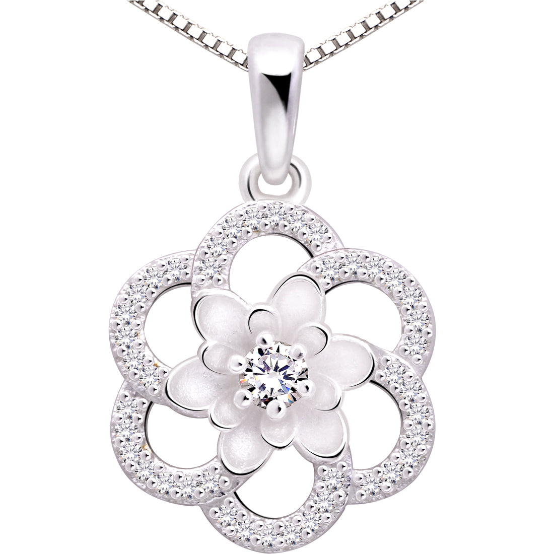 ALOV Jewelry Halskette mit Anhänger aus Sterlingsilber, Liebe, Frieden, Glück, Zirkonia