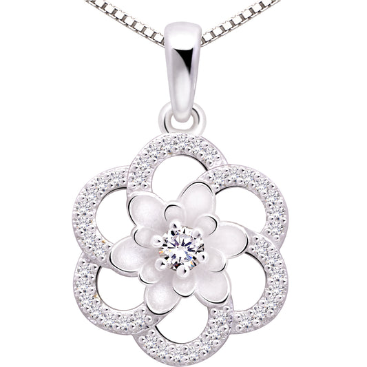 ALOV Jewelry Halskette mit Anhänger aus Sterlingsilber, Liebe, Frieden, Glück, Zirkonia