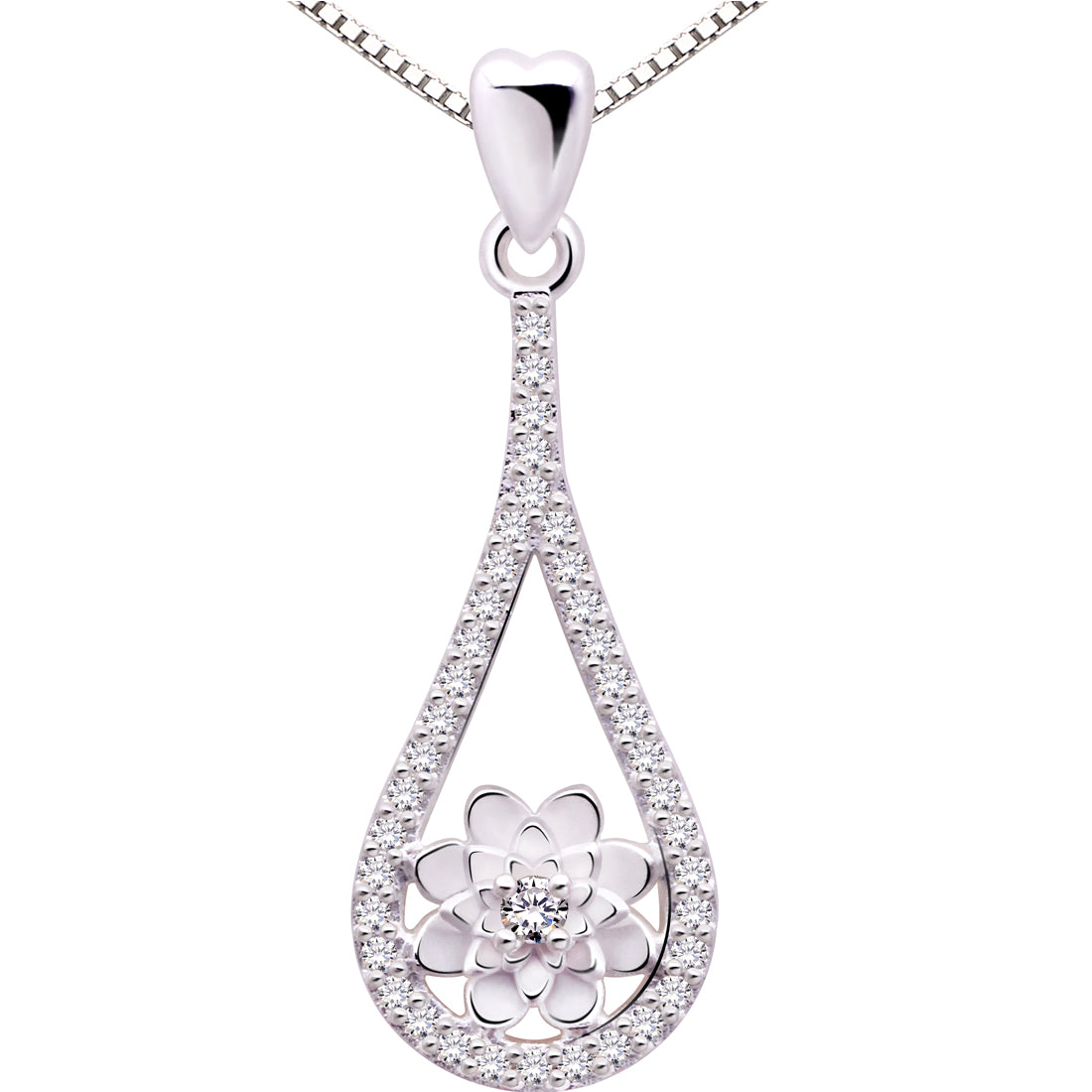 ALOV Jewelry Sterling Silver Cubic Zirconia Pendant Necklace